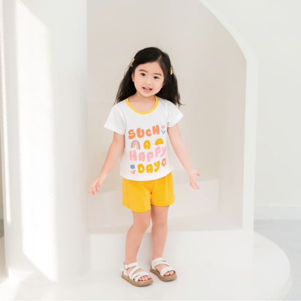 Bộ bé gái ngắn Animo Easy TX0325019 (1-4Y,Trắng-vàng,TT02)