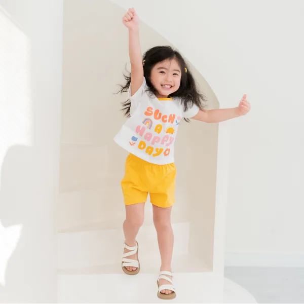 Bộ bé gái ngắn Animo Easy TX0325019 (1-4Y,Trắng-vàng,TT02)