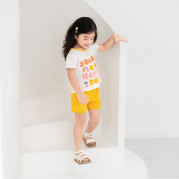 Bộ bé gái ngắn Animo Easy TX0325019 (1-4Y,Trắng-vàng,TT02)
