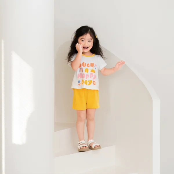 Bộ bé gái ngắn Animo Easy TX0325019 (1-4Y,Trắng-vàng,TT02)