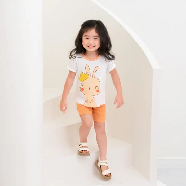 Bộ bé gái lửng Animo Easy LU0325013 (1-4Y,Trắng-cam,TT02)
