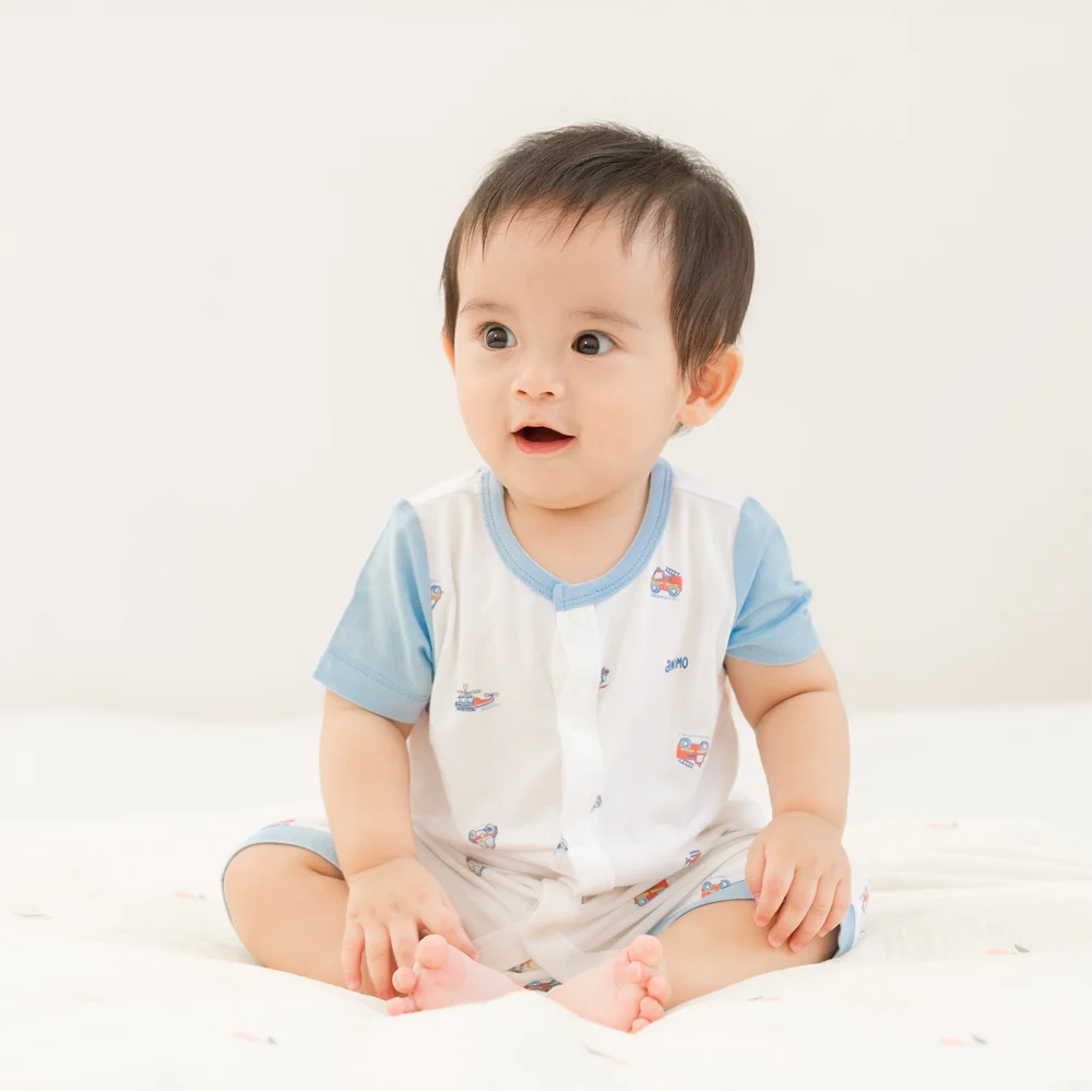 Set 2 Bodysuit modal kháng khuẩn đùi Animo VD0225020 (0-12M,Xanh-trắng,TT06)