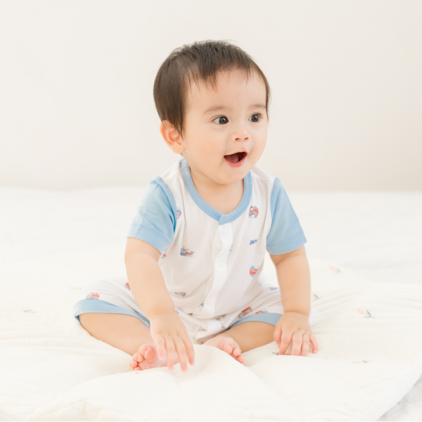 Set 2 Bodysuit modal kháng khuẩn đùi Animo VD0225020 (0-12M,Xanh-trắng,TT06)
