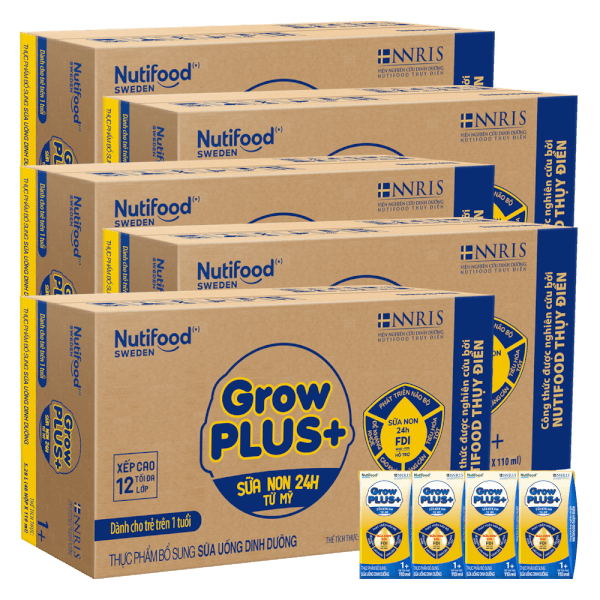 Combo 5 Thùng Sữa GrowPLUS+ Sữa non Vàng 1+ 110ml (lốc 4 hộp)