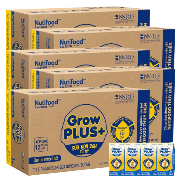 Combo 5 Thùng Sữa GrowPLUS+ Sữa non Vàng 1+ 110ml (lốc 4 hộp)