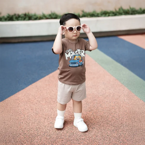 Bộ bé trai ngắn Animo Easy HN0325041 (1-4Y,Nâu-be,DD02)