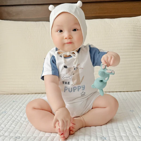 Bodysuit bé trai đùi Animo KK0325054-CC016 (0-12M,Trắng- Xanh,DD02)