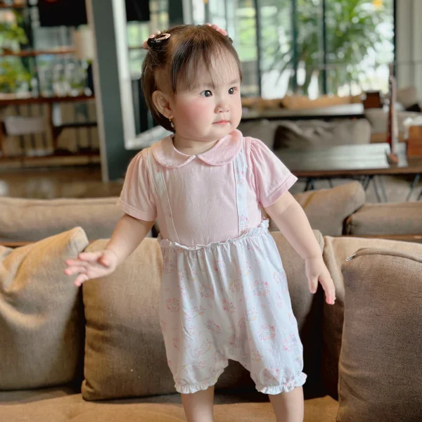 Bodysuit bé gái đùi Animo KK0325055-CC023 (0-12M,Trắng- Hồng,TT03)
