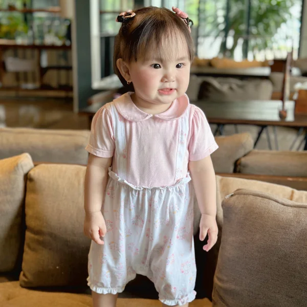 Bodysuit bé gái đùi Animo KK0325055-CC023 (0-12M,Trắng- Hồng,TT03)