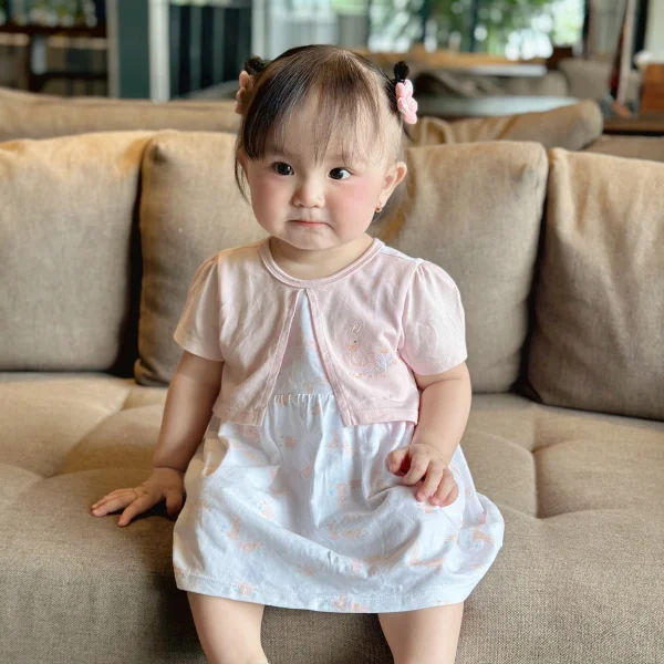 Bodysuit bé gái tam giác Animo KK0325057-CC025 (0-9M, Trắng- Cam,TT03)