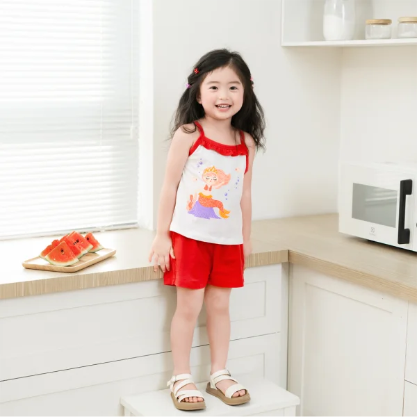 Bộ bé gái ngắn Animo Easy TX0325023 (1-4Y,Trắng-đỏ,TT02)