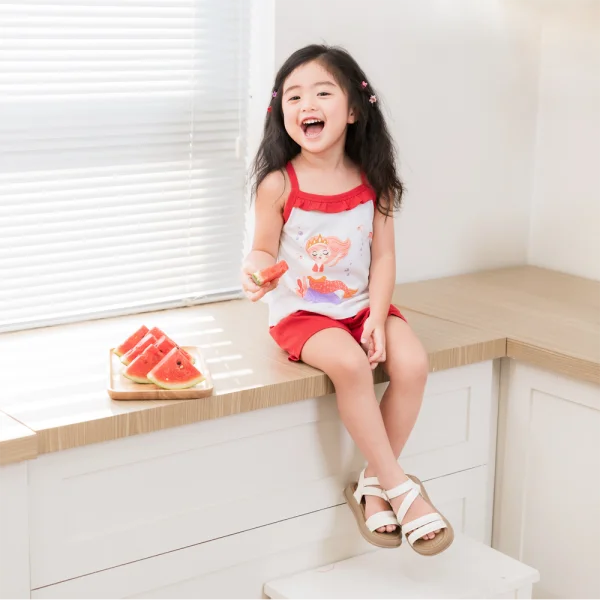 Bộ bé gái ngắn Animo Easy TX0325023 (1-4Y,Trắng-đỏ,TT02)