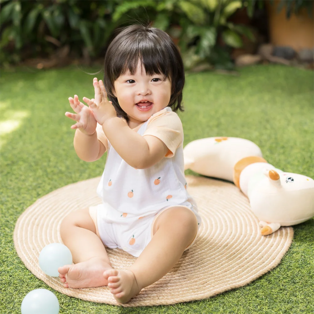 Set 2 bodysuit rayon chống muỗi đùi Animo VD0425035 (0-12M,Cam-trắng,TT06)