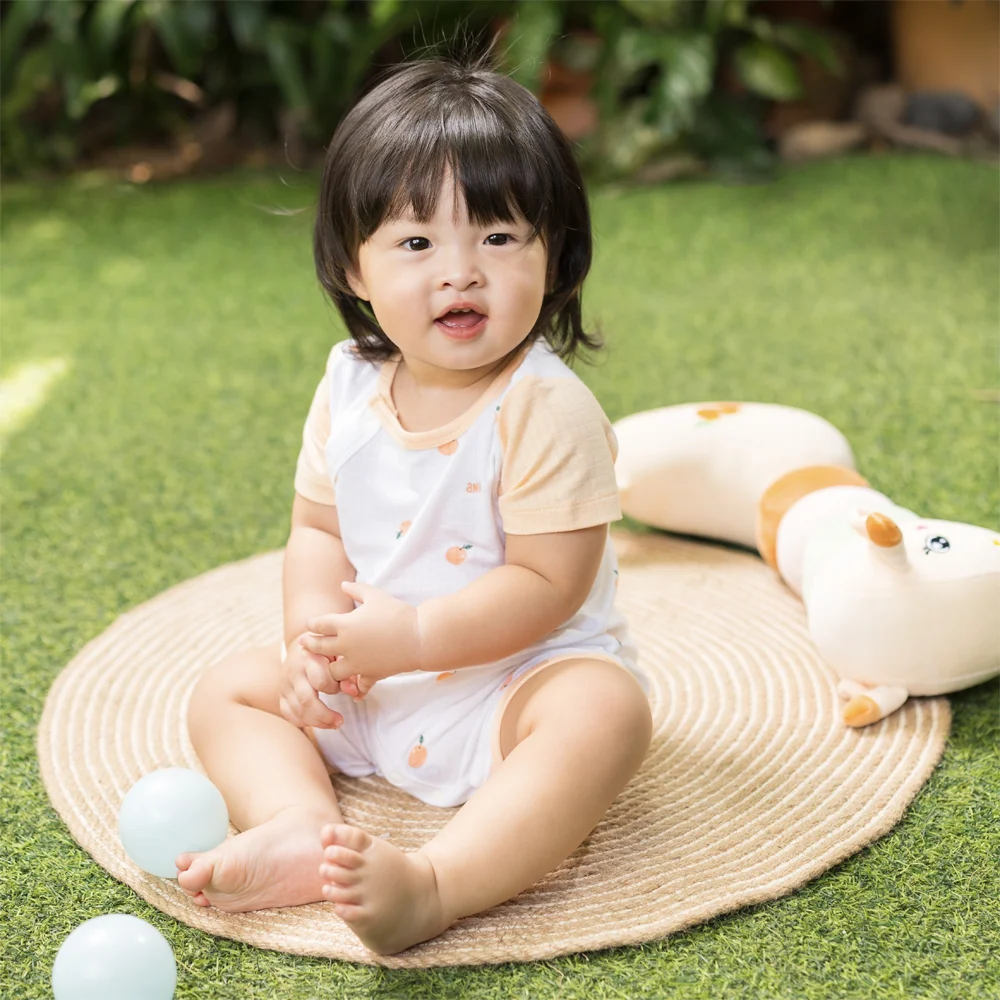 Set 2 bodysuit rayon chống muỗi đùi Animo VD0425035 (0-12M,Cam-trắng,TT06)