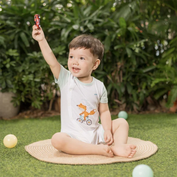 Set 2 bodysuit rayon chống muỗi đùi Animo VD0425034 (0-12M,Ngọc-trắng,TT06)