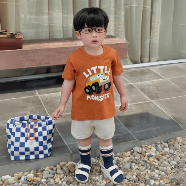 Bộ bé trai ngắn Animo Easy HN0425005 (1-4Y,Cam-kem,TT02)