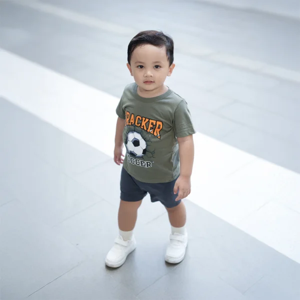 Bộ bé trai ngắn Animo Easy HN0325047 (1-4Y,Lá-xám,TT02)