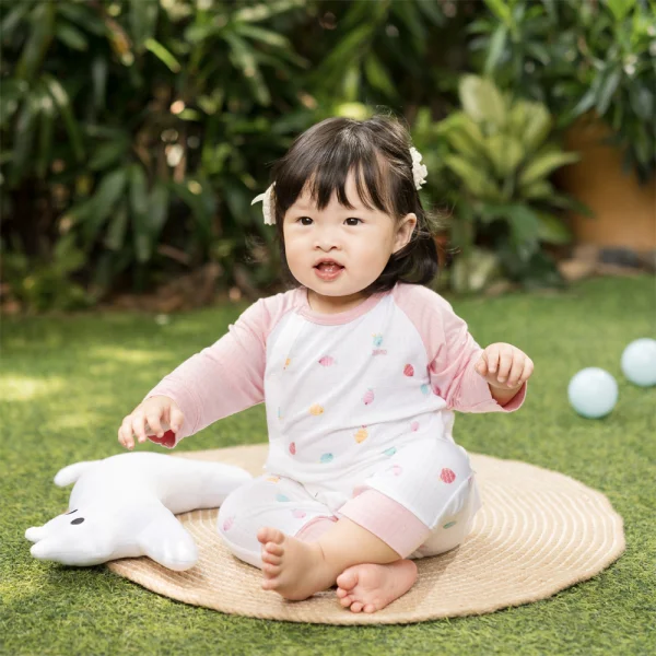 Set 2 bodysuit rayon chống muỗi dài Animo VD0425037 (0-12M,Hồng-trắng,TT06)