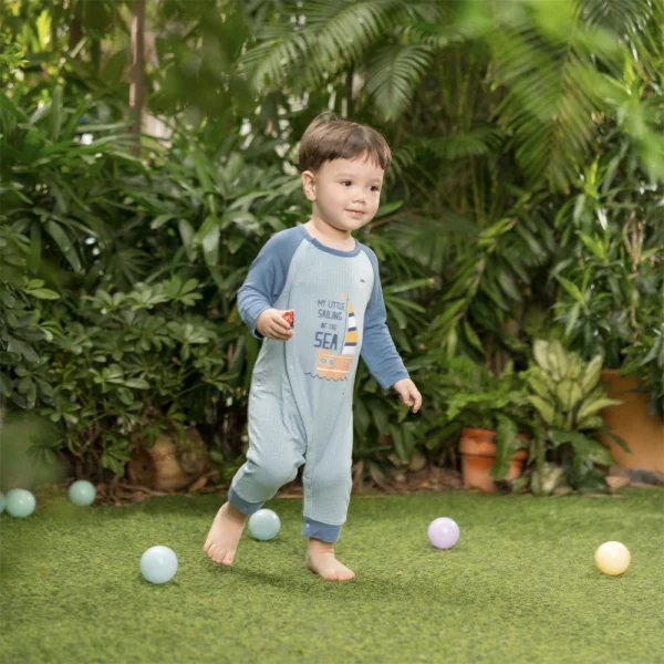 Set 2 bodysuit rayon chống muỗi dài Animo VD0425036 (0-12M,Xanh-trắng,TT06)