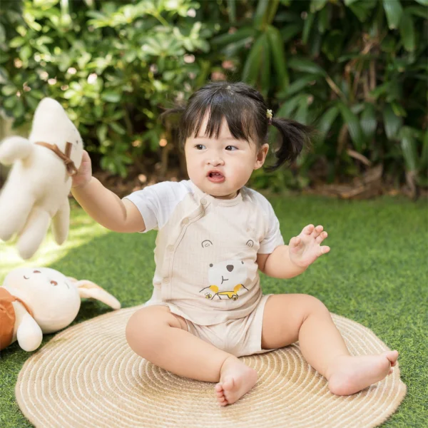 Set 2 bộ rayon chống muỗi ngắn Animo VD0425025 (0-24M,Be-trắng,NN06)