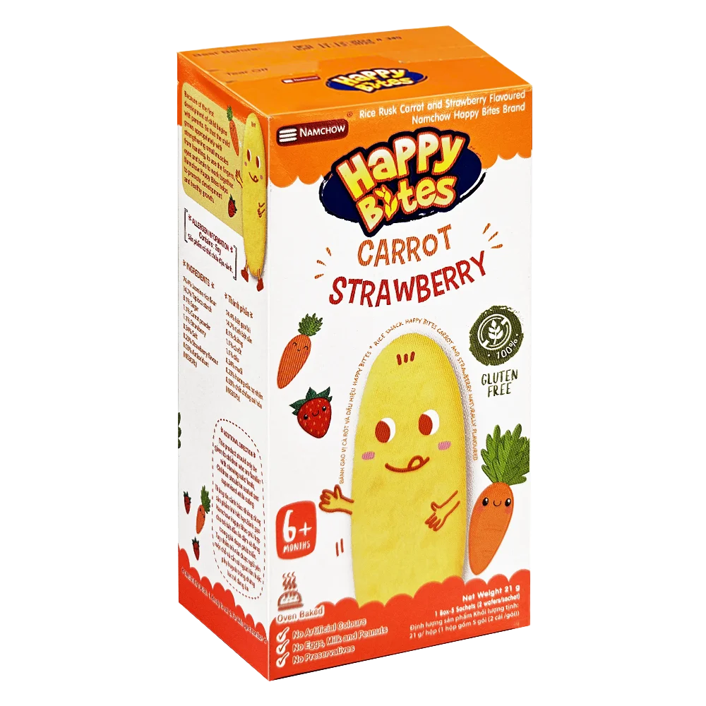 Bánh gạo Happy Bite Vị Carrot và Dâu 21g