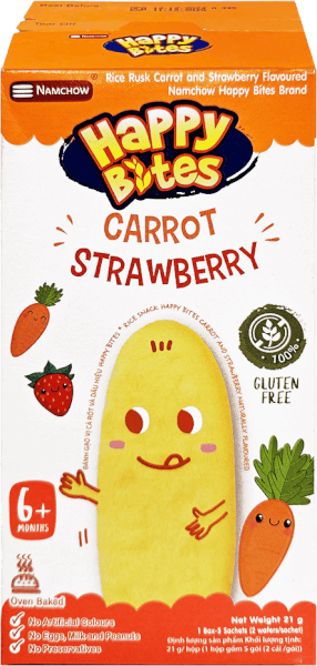 Bánh gạo Happy Bite Vị Carrot và Dâu 21g