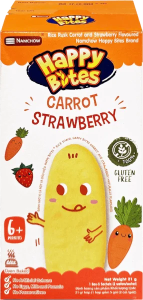 Bánh gạo Happy Bite Vị Carrot và Dâu 21g