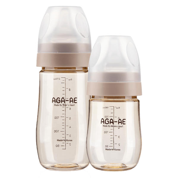 Combo 2 Bình sữa PPSU Aga-ae (Beige): 180ml và 270ml