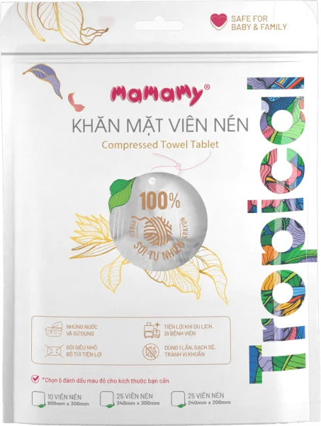 Khăn mặt viên nén Mamamy Tropical 25 viên (240x200mm)