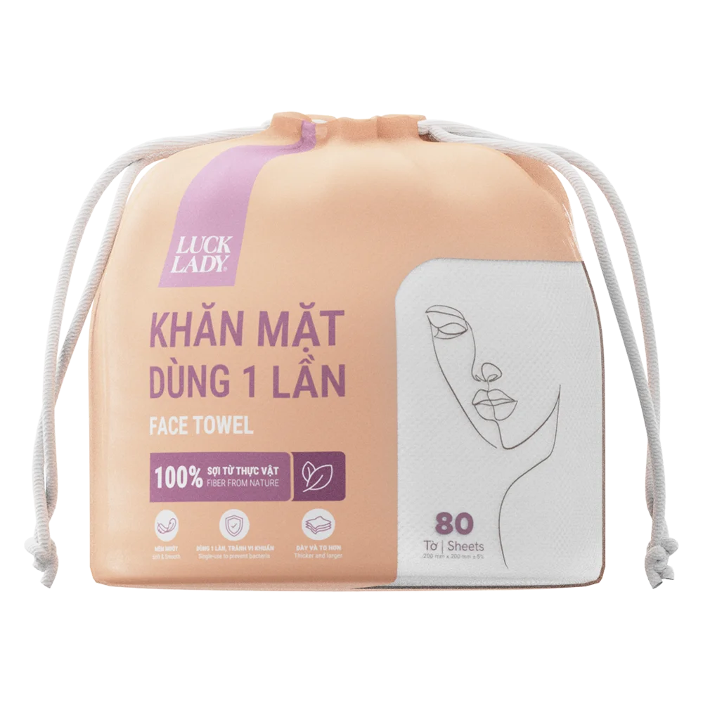 Khăn mặt dùng một lần Luck Lady 80 tờ (túi rút tròn)