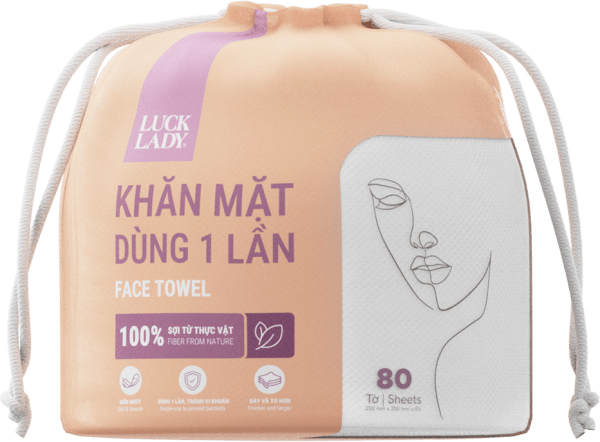 Khăn mặt dùng một lần Luck Lady 80 tờ (túi rút tròn)