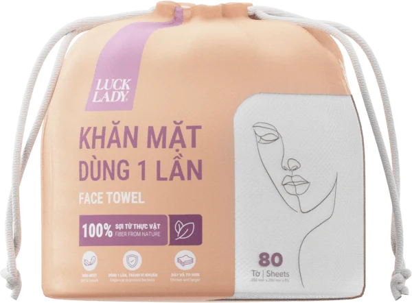 Khăn mặt dùng một lần Luck Lady 80 tờ (túi rút tròn)