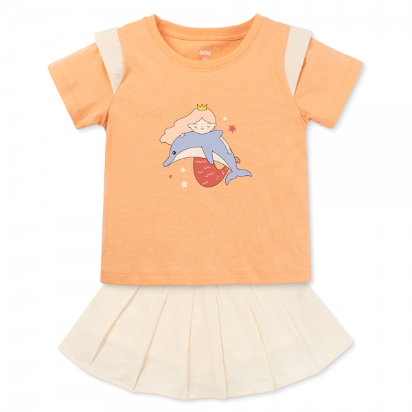 Bộ bé gái ngắn BST Aloha Animo TX0425072 (1-6Y,Cam-be,TT02)