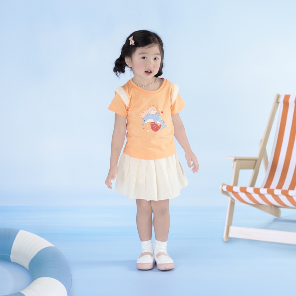 Bộ bé gái ngắn BST Aloha Animo TX0425072 (1-6Y,Cam-be,TT02)