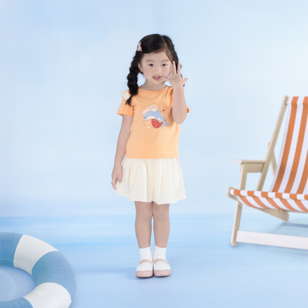 Bộ bé gái ngắn BST Aloha Animo TX0425072 (1-6Y,Cam-be,TT02)