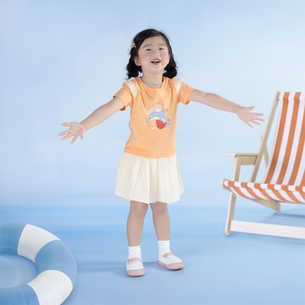 Bộ bé gái ngắn BST Aloha Animo TX0425072 (1-6Y,Cam-be,TT02)