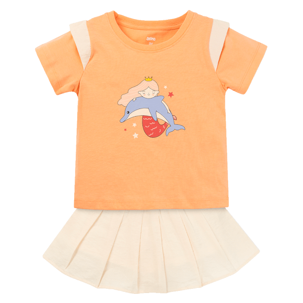 Bộ bé gái ngắn BST Aloha Animo TX0425072 (1-6Y,Cam-be,TT02)