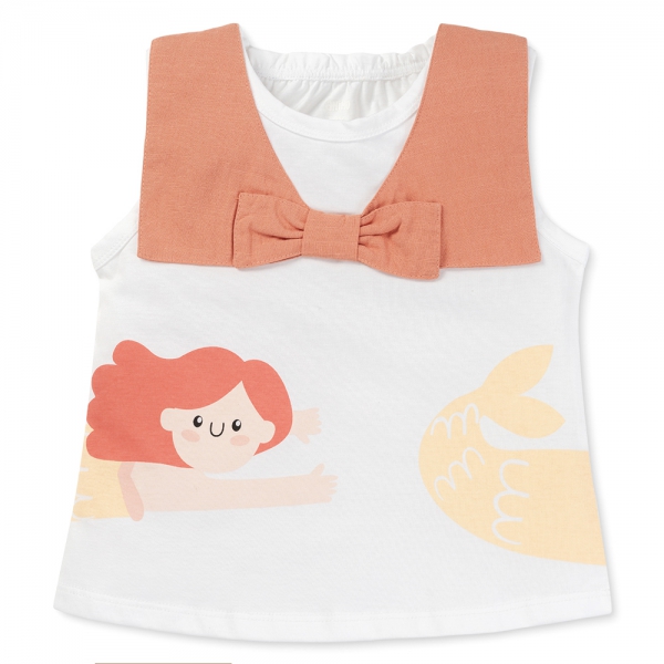Bộ bé gái ngắn BST Aloha Animo TX0425071 (1-6Y,Trắng-cam,TT02)