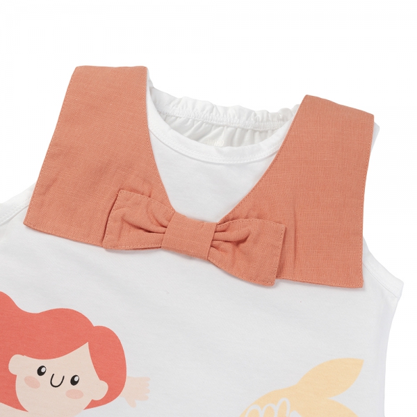 Bộ bé gái ngắn BST Aloha Animo TX0425071 (1-6Y,Trắng-cam,TT02)