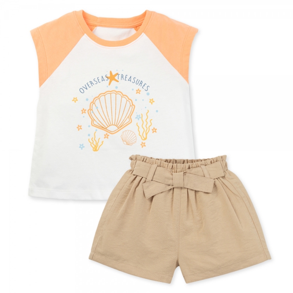 Bộ bé gái ngắn BST Aloha Animo TX0425072 (1-6Y,Cam-be,TT02)