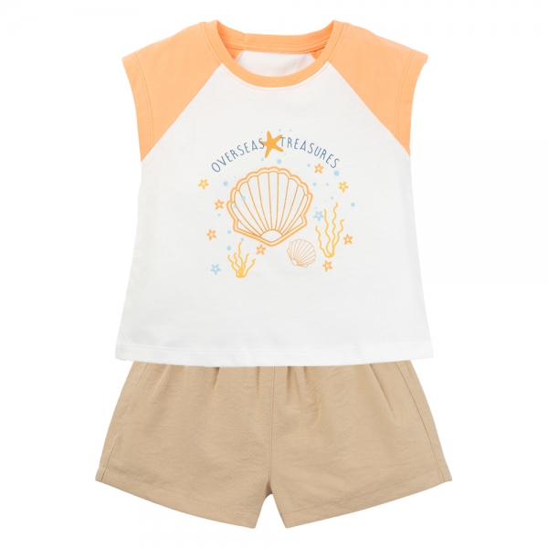 Bộ bé gái ngắn BST Aloha Animo TX0425070 (1-6Y,Trắng-be,TT02)