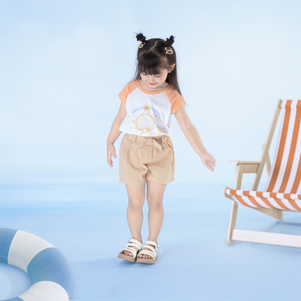 Bộ bé gái ngắn BST Aloha Animo TX0425072 (1-6Y,Cam-be,TT02)