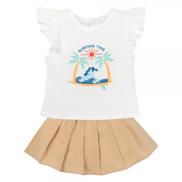 Bộ bé gái ngắn Bst Aloha Animo TX0425069 (1-6Y,Trắng-be,TT02)