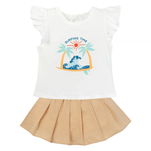 Bộ bé gái ngắn Bst Aloha Animo TX0425069 (1-6Y,Trắng-be,TT02)