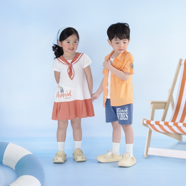 Đầm bé gái BST Aloha Animo TX0525065 (1-6Y,Trắng-cam,TT02)