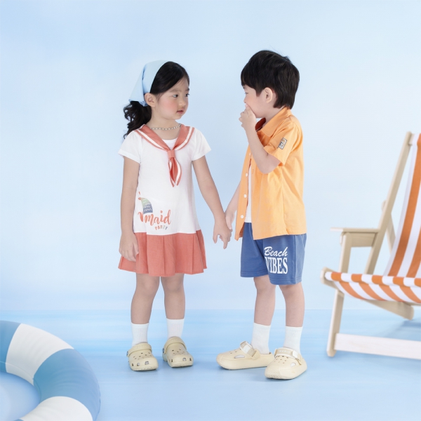 Đầm bé gái BST Aloha Animo TX0525065 (1-6Y,Trắng-cam,TT02)