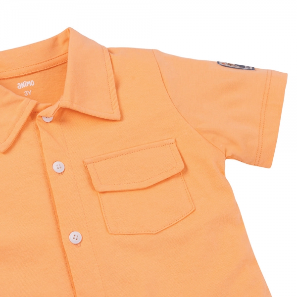 Bộ bé trai ngắn sơ mi Bst Aloha Animo HN0625007 (1-6Y,Cam-dương,TT01)