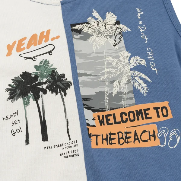 Bộ bé trai ngắn sát nách Bst Aloha Animo HN0625006 (1-6Y,Kem-dương,TT02)