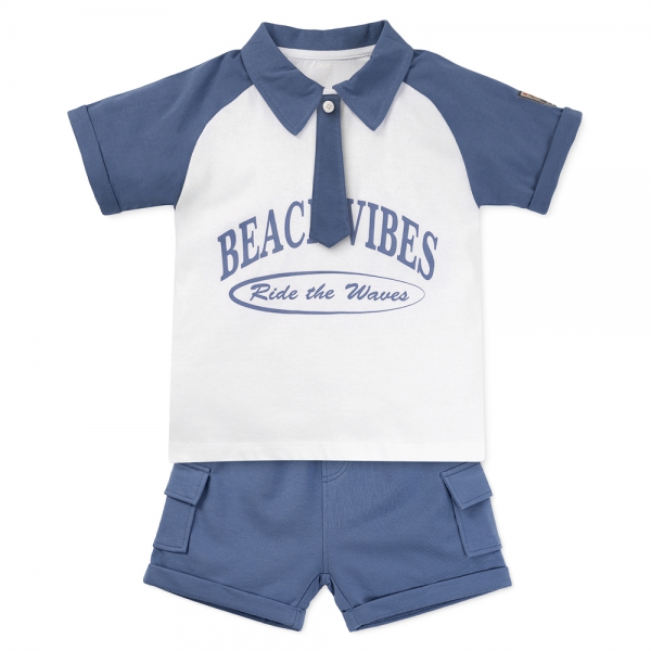Bộ bé trai ngắn cavat Bst Aloha Animo HN0625005 (1-6Y,Trắng-dương,TT02)