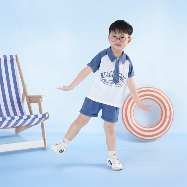 Bộ bé trai ngắn cavat Bst Aloha Animo HN0625005 (1-6Y,Trắng-dương,TT02)